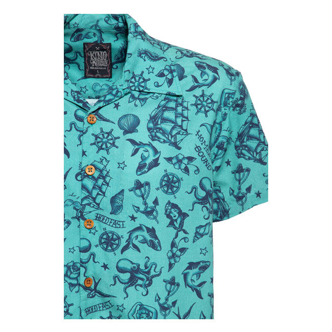 King Kerosin Vintage Tropical Deluxe Shirt Turquoise