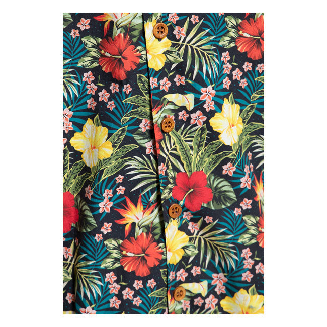 King Kerosin Aop Tropical Hawaiian Style Shirt Black