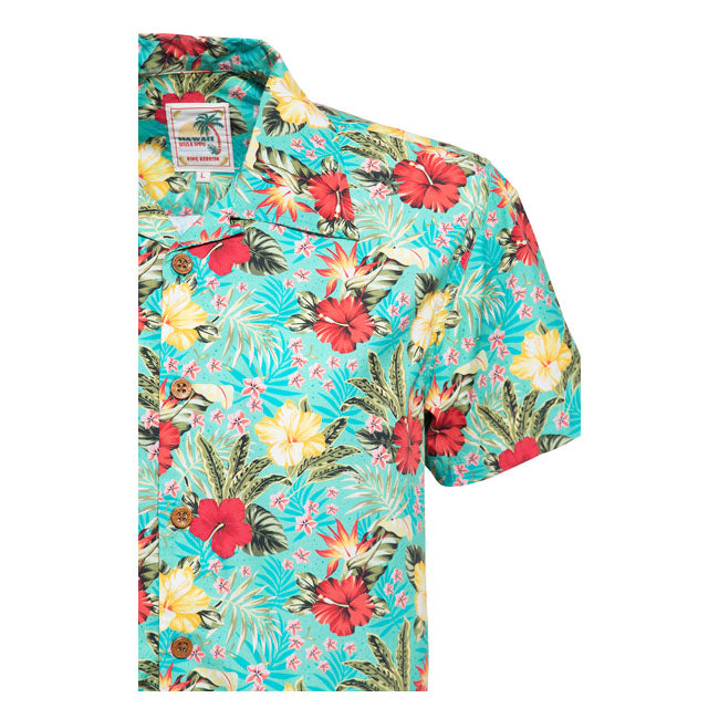King Kerosin Aop Tropical Hawaiian Style Shirt Mint
