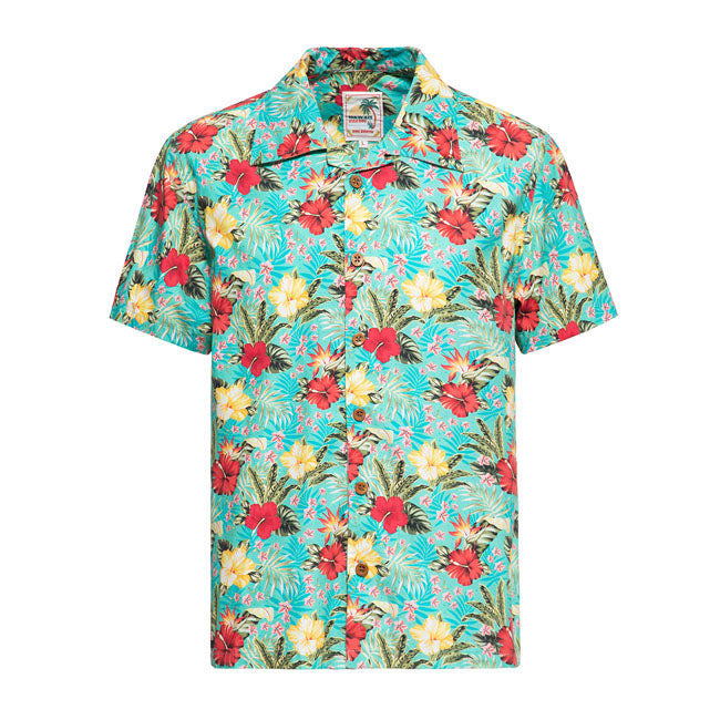 King Kerosin Aop Tropical Hawaiian Style Shirt Mint