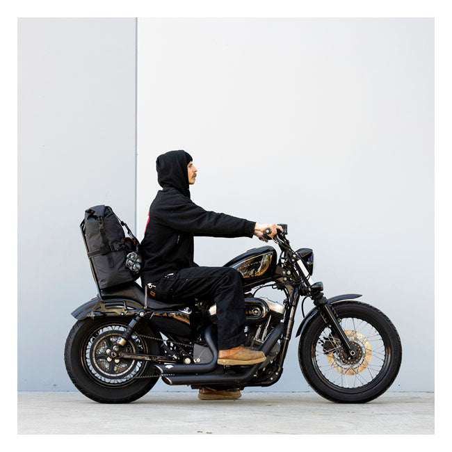 Biltwell Exfil-60 2.0 Bag Black - motorcycle riding fitment view