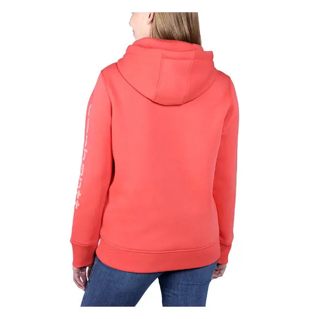 Carhartt Logo Sleeves Ladies Hoodie Bittersweet  - FREE UK Shipping, FREE 365 Day Returns | Moto Central
