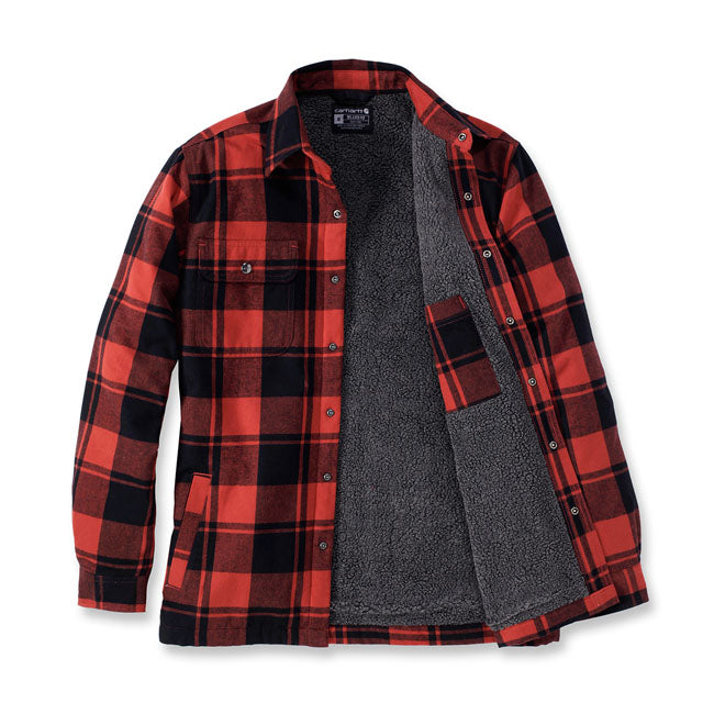 Carhartt Flannel Sherpa-Lined Shirt Red Ochre1