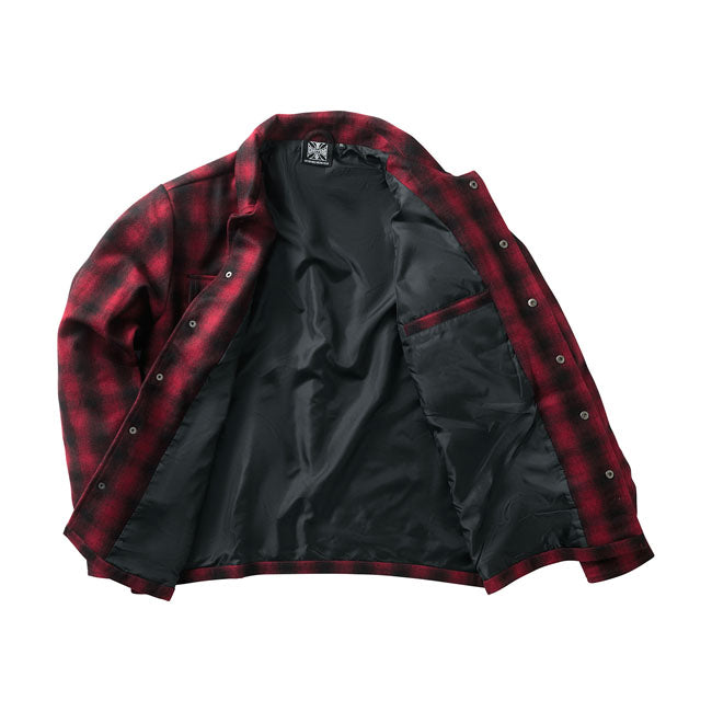West Coast Choppers Wool Lined Plaidshirt Red / Black - FREE UK Shipping, FREE 365 Day Returns | Moto Central