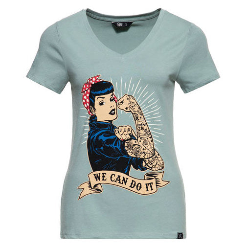 King Kerosin Queen Kerosin We Can Do It Ladies T-Shirt Smoke Green - primary product view