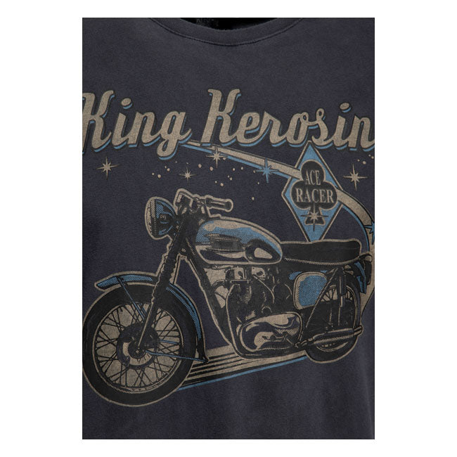 King Kerosin Ace Racer Oilwashed T-Shirt Black
