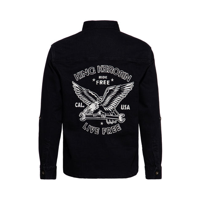 King Kerosin Ride Free Workwear Denim Shirt Black Wash