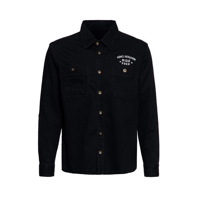 King Kerosin Ride Free Workwear Denim Shirt Black Wash