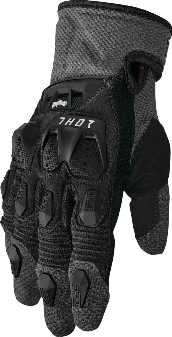Thor Terrain Textile Gloves Black / Charcoal - FREE UK Shipping, FREE 365 Day Returns | Moto Central