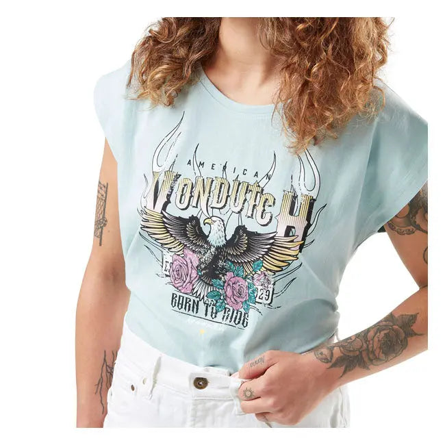 Von Dutch Printed T-Shirt Light Blue Women FREE UK Delivery, FREE 365 Day Returns | Moto Central
