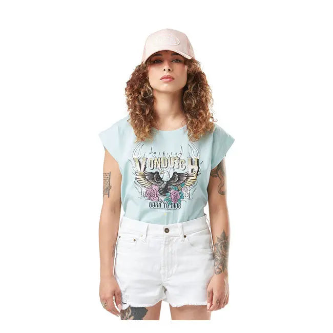 Von Dutch Printed T-Shirt Light Blue Women FREE UK Delivery, FREE 365 Day Returns | Moto Central
