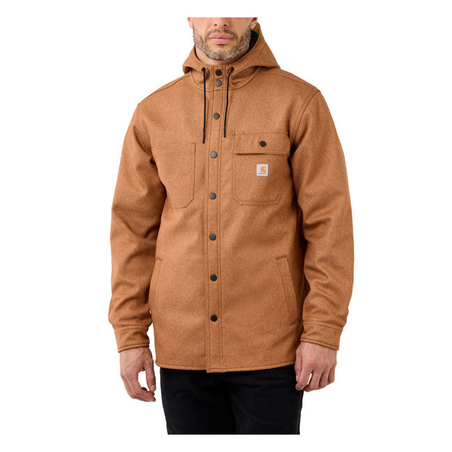 Carhartt Wind & Rain Bonded Shirt Jacket Oiled Walnut Heather - FREE UK Shipping, FREE 365 Day Returns | Moto Central