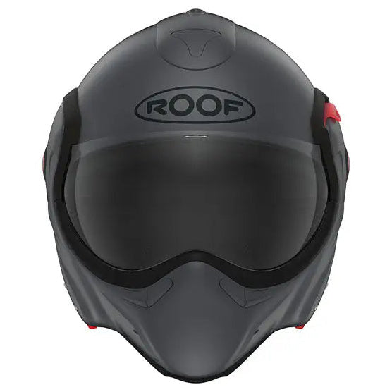 Roof Boxxer 2 Matt Graphite full-face motorcycle helmet, front view with chin bar closed