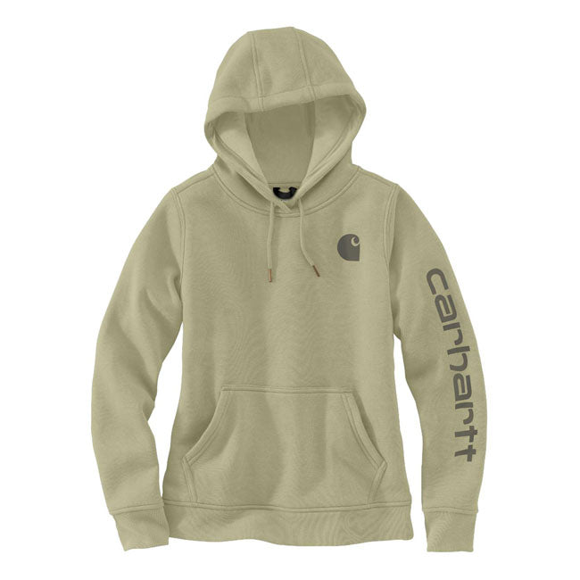 Carhartt Logo Sleeves Graphic Ladies Sweatshirt Dried Clay - FREE UK Shipping, FREE 365 Day Returns | Moto Central
