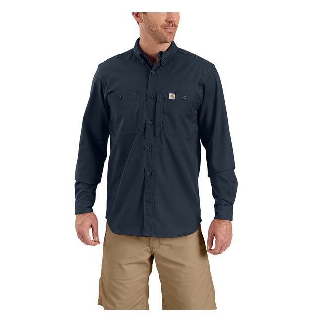 Carhartt Rugged Prof Long Sleeves Workshirt Navy - FREE UK Shipping, FREE 365 Day Returns | Moto Central