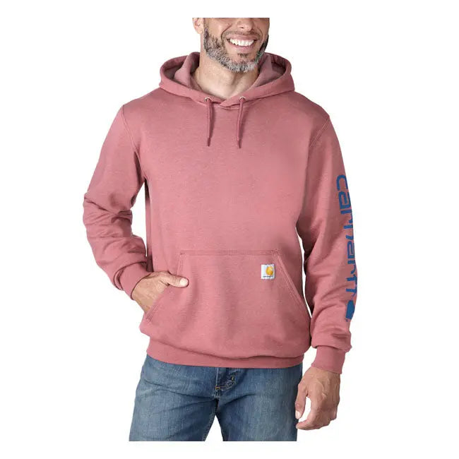 Carhartt Sleeves Logo Hooded Sweatshirt Apple Butter Heather  - FREE UK Shipping, FREE 365 Day Returns | Moto Central