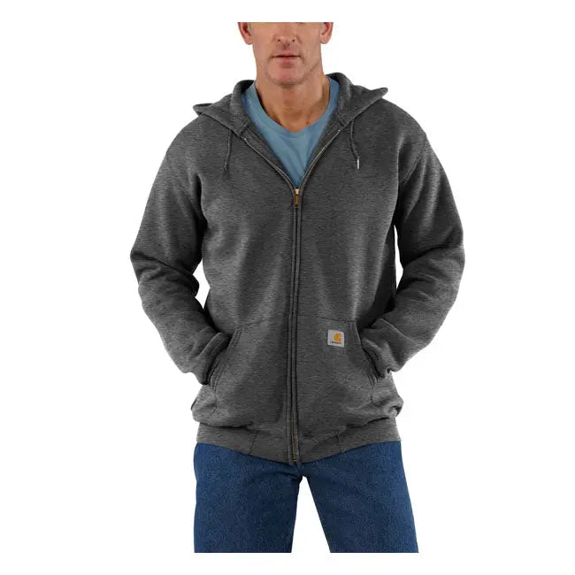 Carhartt Zip Hooded Sweatshirt Carbon Heather  - FREE UK Shipping, FREE 365 Day Returns | Moto Central