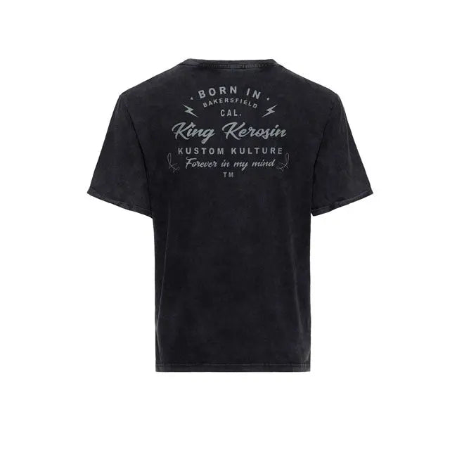 King Kerosin Kustom Kulture T-Shirt Oil Washed Black FREE UK Delivery, FREE 365 Day Returns | Moto Central