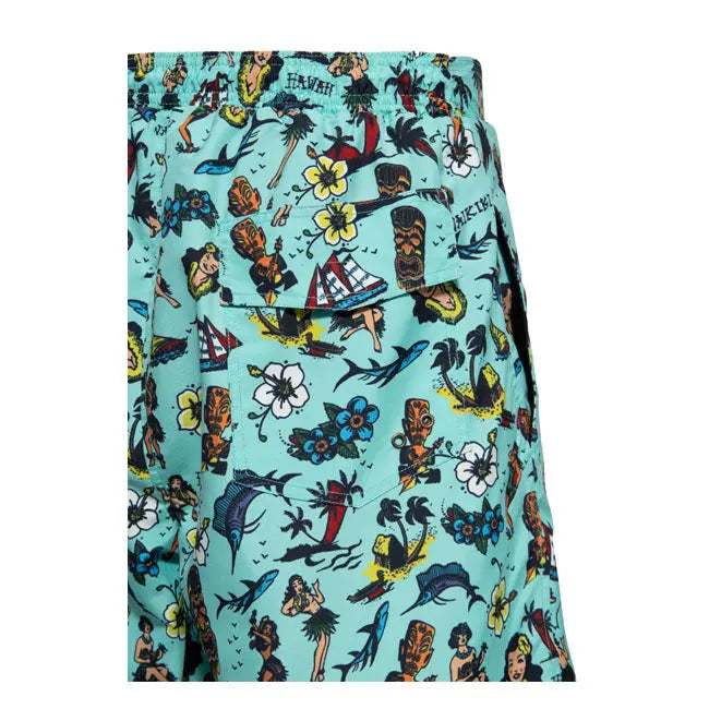 King Kerosin Hawaii Swimshort Mint FREE UK Delivery, FREE 365 Day Returns | Moto Central