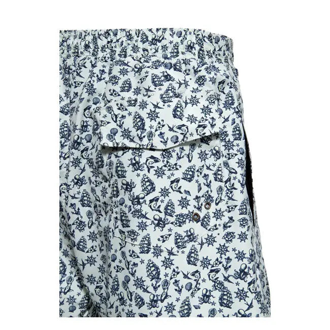 King Kerosin Sea Pattern Swimshort Off-White FREE UK Delivery, FREE 365 Day Returns | Moto Central