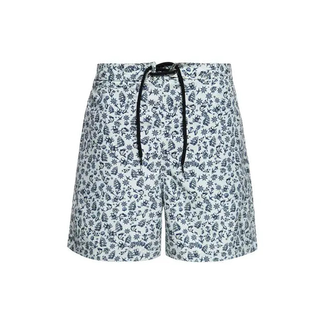 King Kerosin Sea Pattern Swimshort Off-White FREE UK Delivery, FREE 365 Day Returns | Moto Central