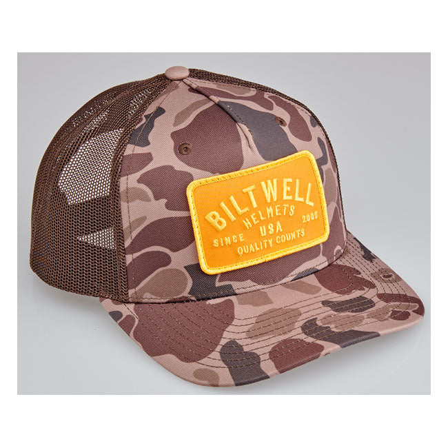 Biltwell Bark Snap Back Cap Brown Camo - FREE UK Shipping, FREE 365 Day Returns | Moto Central