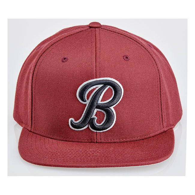Biltwell Script B Cap Maroon - FREE UK Shipping, FREE 365 Day Returns | Moto Central