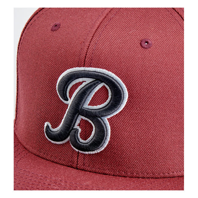 Biltwell Script B Cap Maroon - FREE UK Shipping, FREE 365 Day Returns | Moto Central