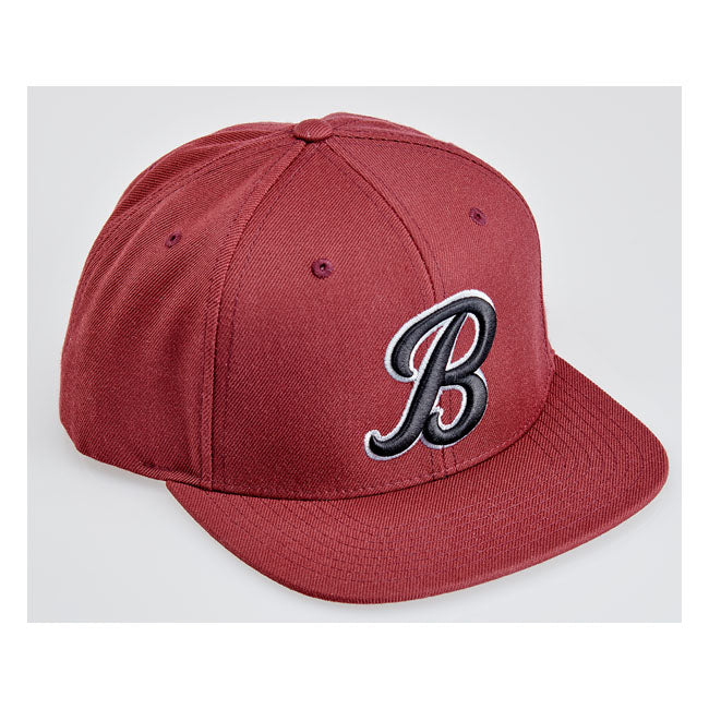 Biltwell Script B Cap Maroon - FREE UK Shipping, FREE 365 Day Returns | Moto Central