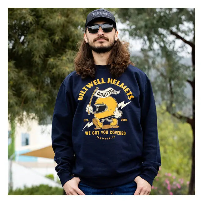 Biltwell Covered Sweatshirt Dark Navy  - FREE UK Shipping, FREE 365 Day Returns | Moto Central