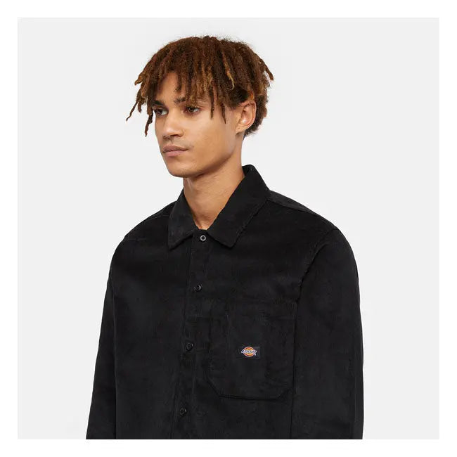 Dickies Corduroy Shirt Black  - FREE UK Shipping, FREE 365 Day Returns | Moto Central