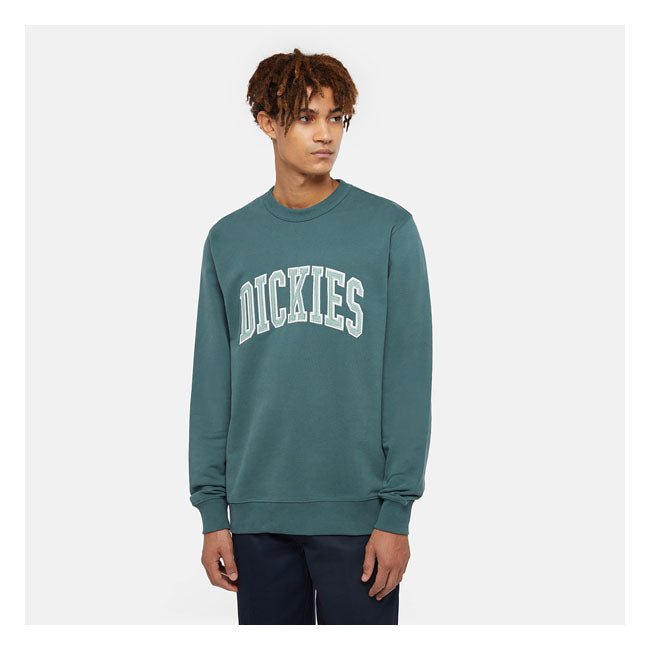 Dickies Aitkin Sweatshirt Green / Surf Blue - FREE UK Shipping, FREE 365 Day Returns | Moto Central