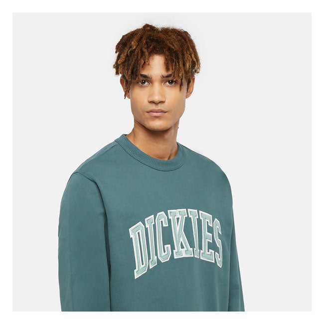 Dickies Aitkin Sweatshirt Green / Surf Blue - FREE UK Shipping, FREE 365 Day Returns | Moto Central