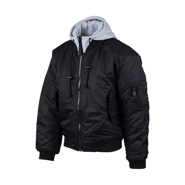 Army Surplus MA-1 Hooded Bomber Jacket Black FREE UK Delivery, FREE 365 Day Returns | Moto Central