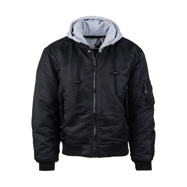 Army Surplus MA-1 Hooded Bomber Jacket Black FREE UK Delivery, FREE 365 Day Returns | Moto Central