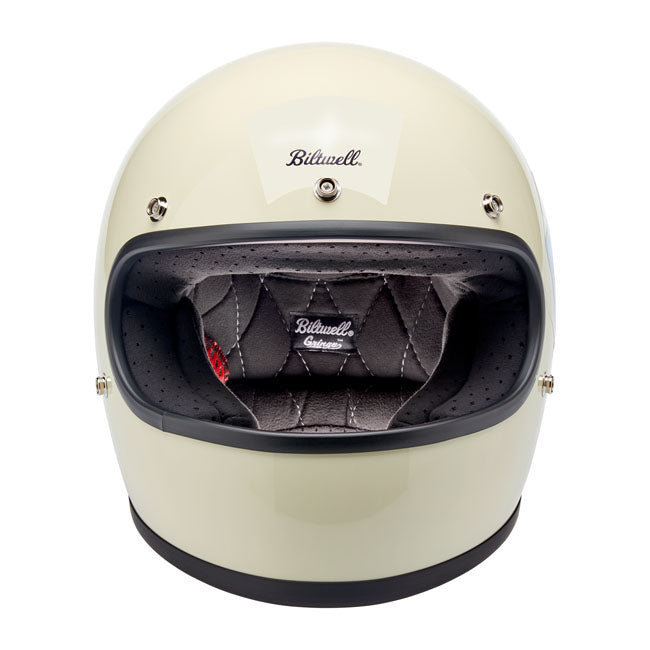 Biltwell Gringo Santa Cruz Handmade Full Face Helmet Vintage White - FREE UK Shipping, FREE 365 Day Returns | Moto Central