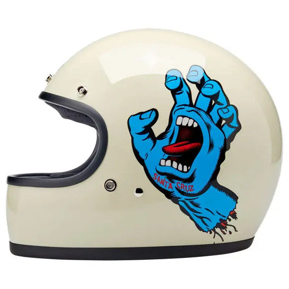 Biltwell Gringo Santa Cruz Handmade Vintage White - right-rear graphic view