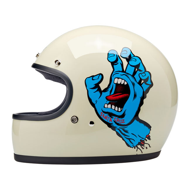 Biltwell Gringo Santa Cruz Handmade Full Face Helmet Vintage White - FREE UK Shipping, FREE 365 Day Returns | Moto Central