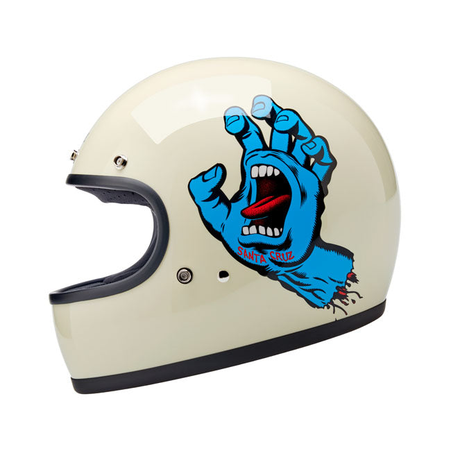 Biltwell Gringo Santa Cruz Handmade Full Face Helmet Vintage White - FREE UK Shipping, FREE 365 Day Returns | Moto Central