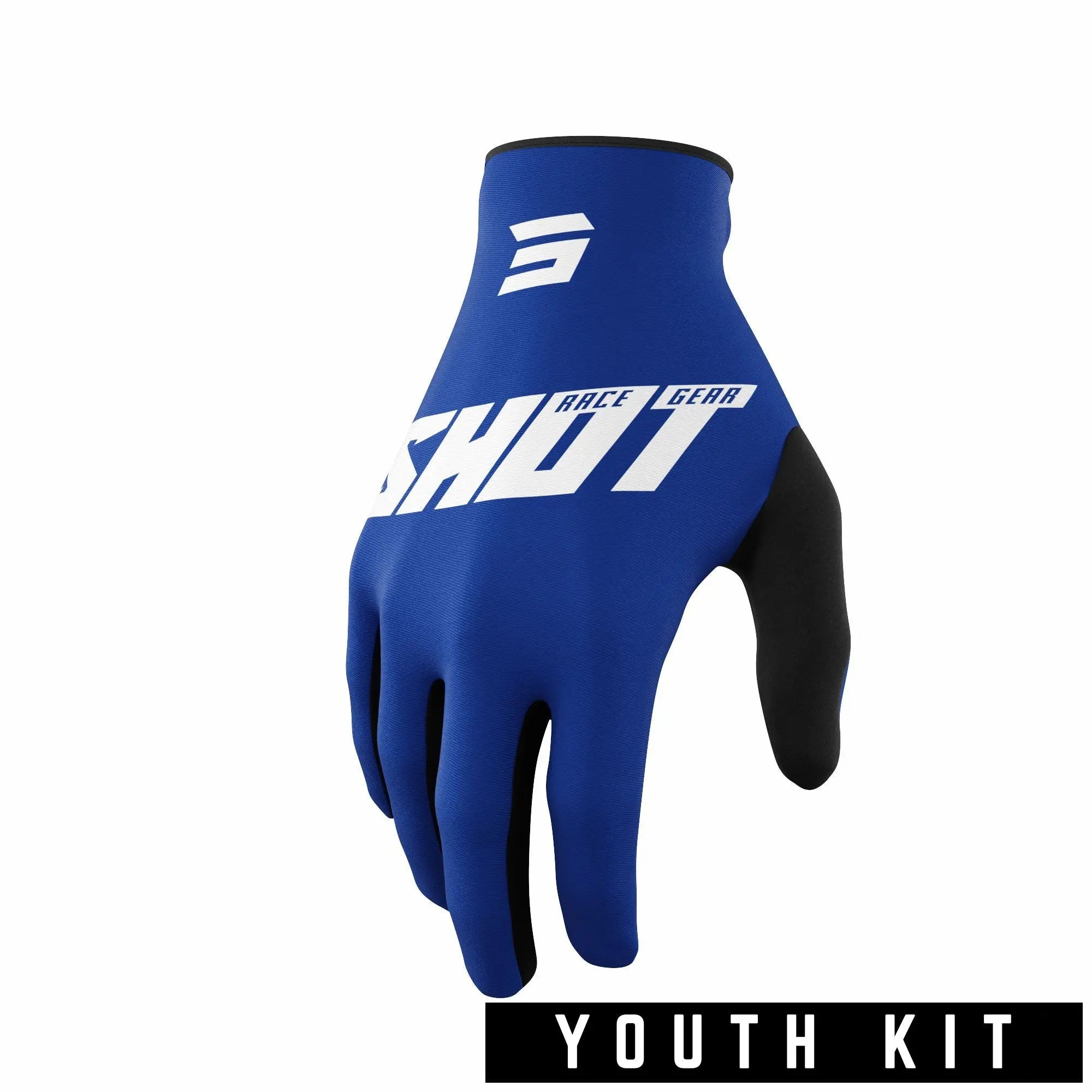 Shot Raw Youth Gloves Burst Blue - FREE UK Shipping, FREE 365 Day Returns | Moto Central