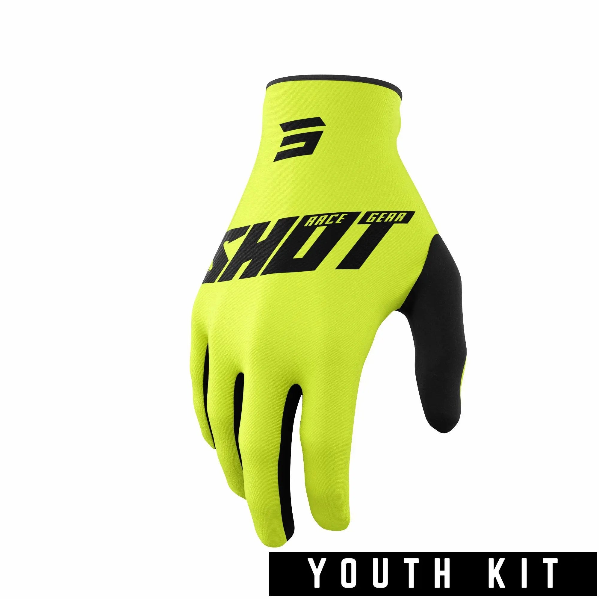Shot Raw Youth Gloves Burst Neon Yellow - FREE UK Shipping, FREE 365 Day Returns | Moto Central