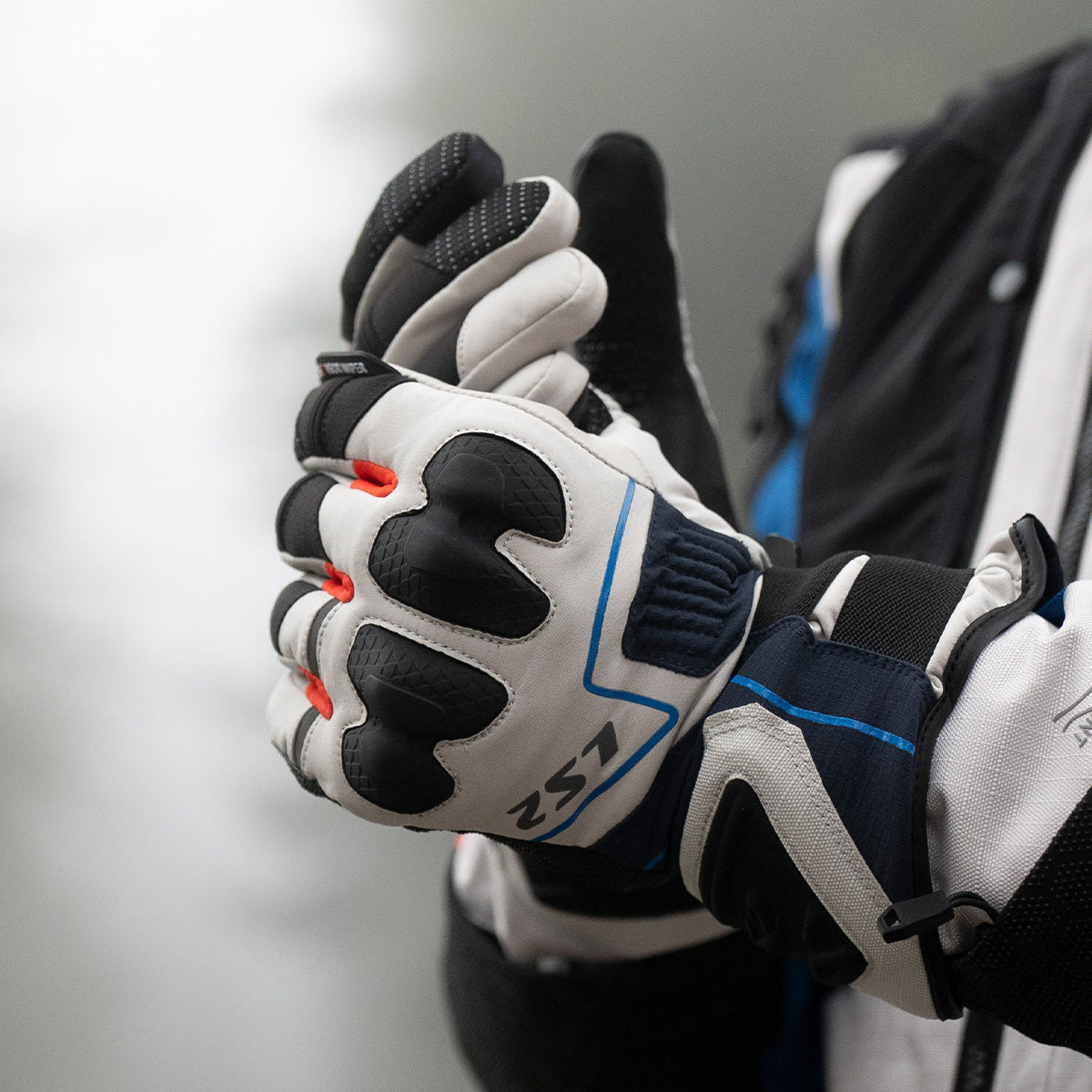 LS2 Nordic Gloves Grey / Blue / Red FREE UK Delivery, FREE 365 Day Returns | Moto Central