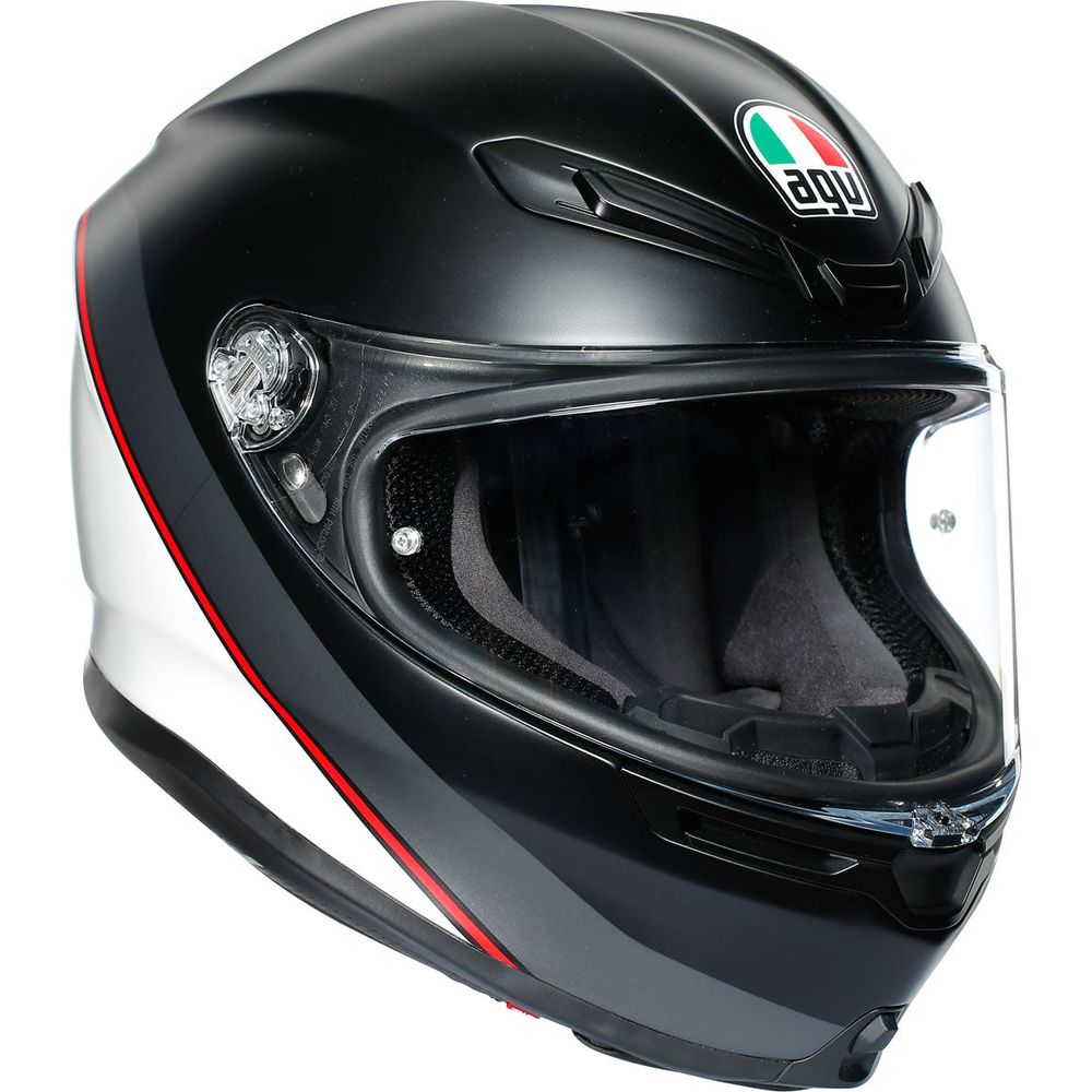 AGV K6 Minimal Full Face Helmet Pure Matt Black/White/Red FREE P&P