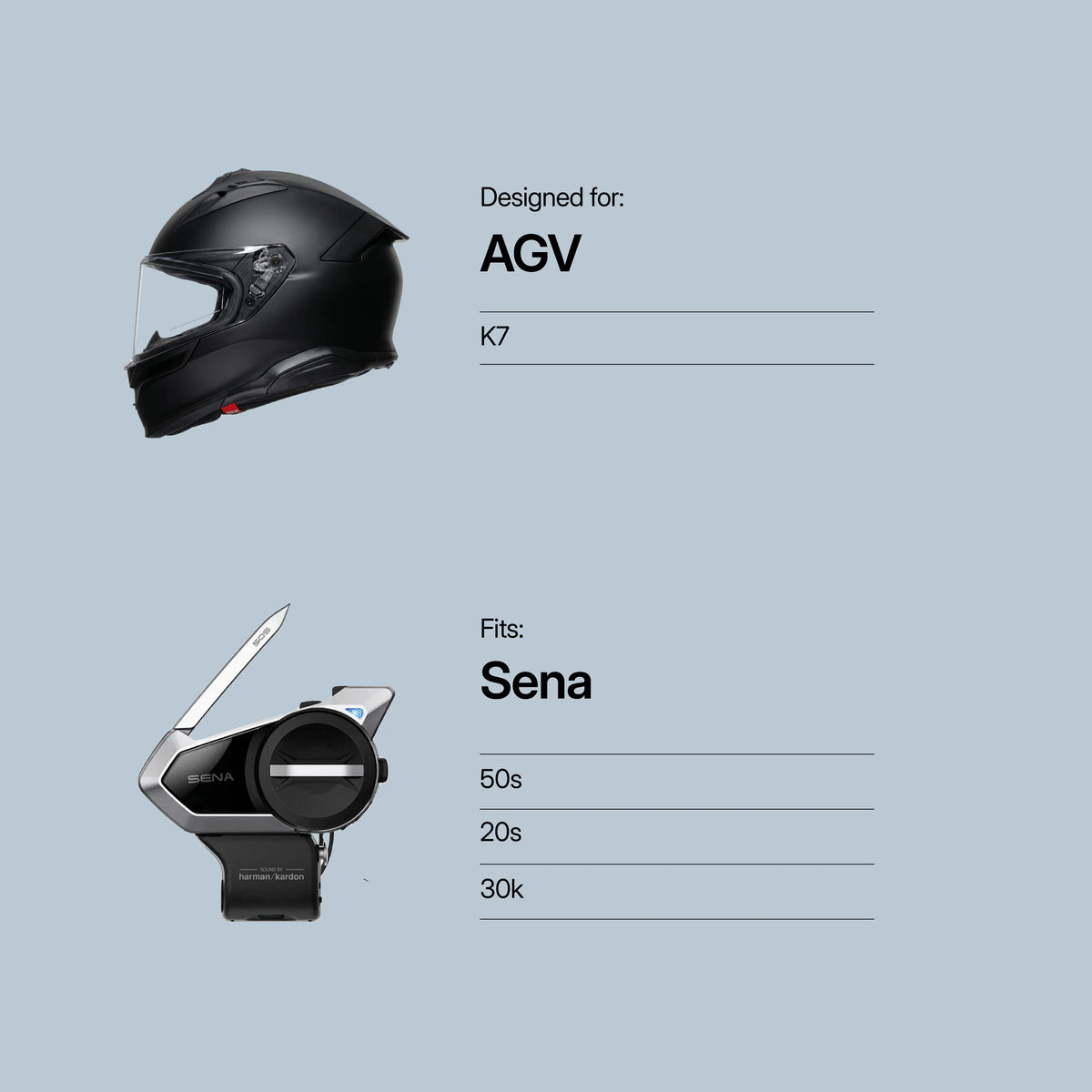 Tubs Jackson AGV K7, Tourmodular To Sena 50S / 20S / 30K FREE UK Delivery, FREE 365 Day Returns | Moto Central