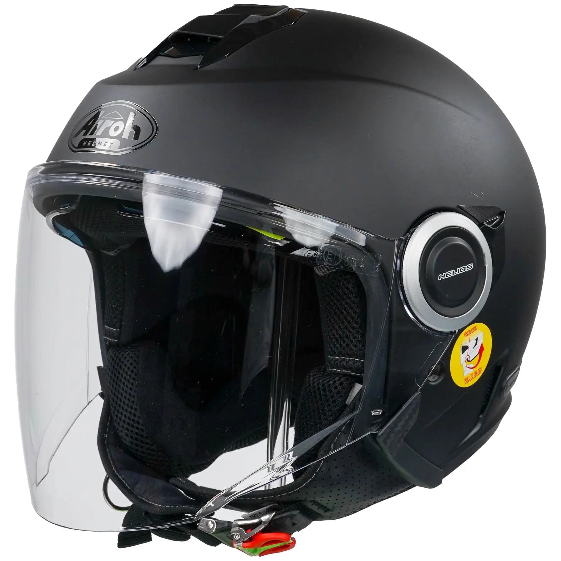Airoh Helios Jet Open Face Helmet Matt Black - FREE UK Shipping, FREE 365 Day Returns | Moto Central