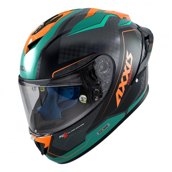 Axxis Cobra Rage A16 Carbon Gloss Green Including Free Dark Visor & Pinlock