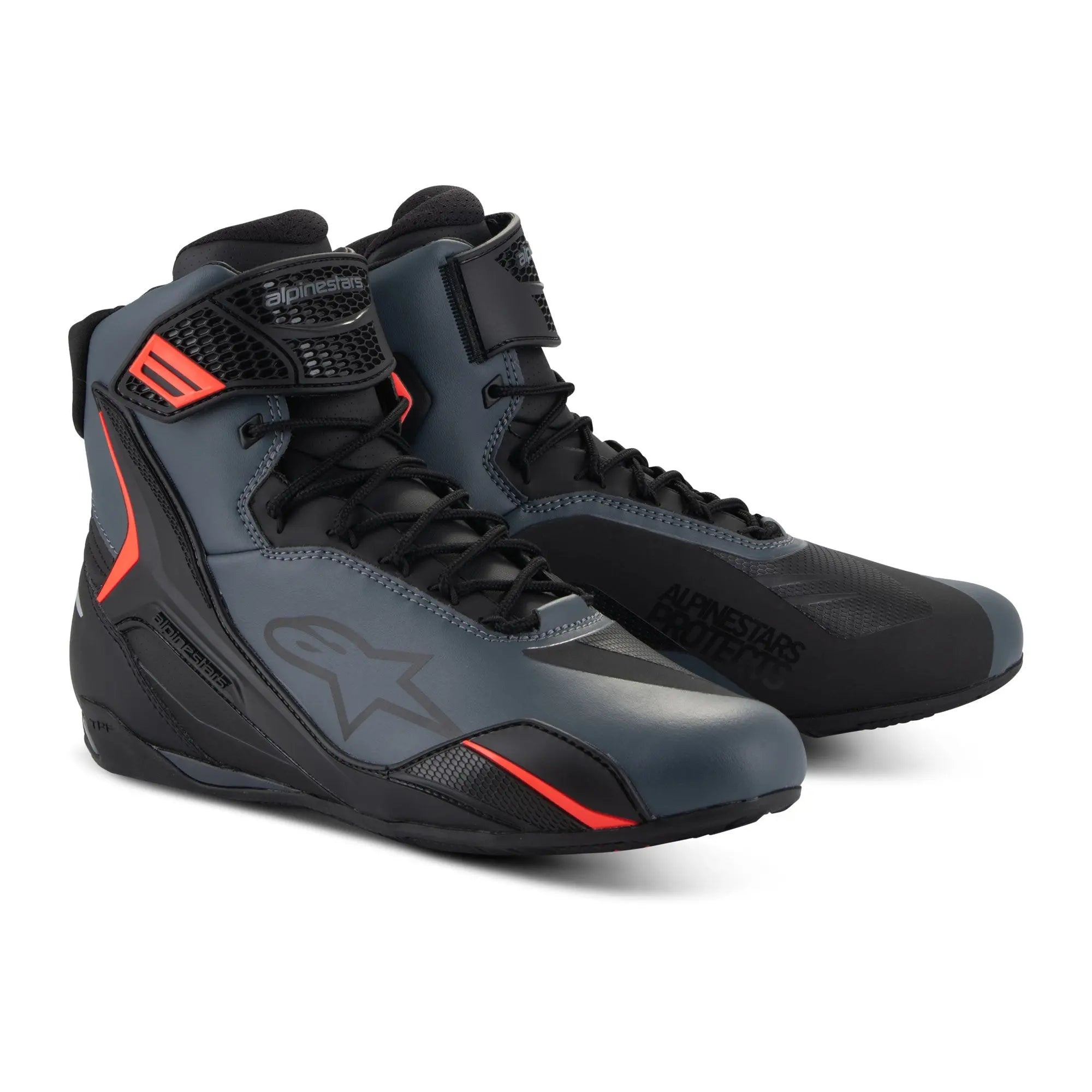 Alpinestars Faster-4 Shoes Black / Grey / Fluo Red FREE UK Delivery, FREE 365 Day Returns | Moto Central