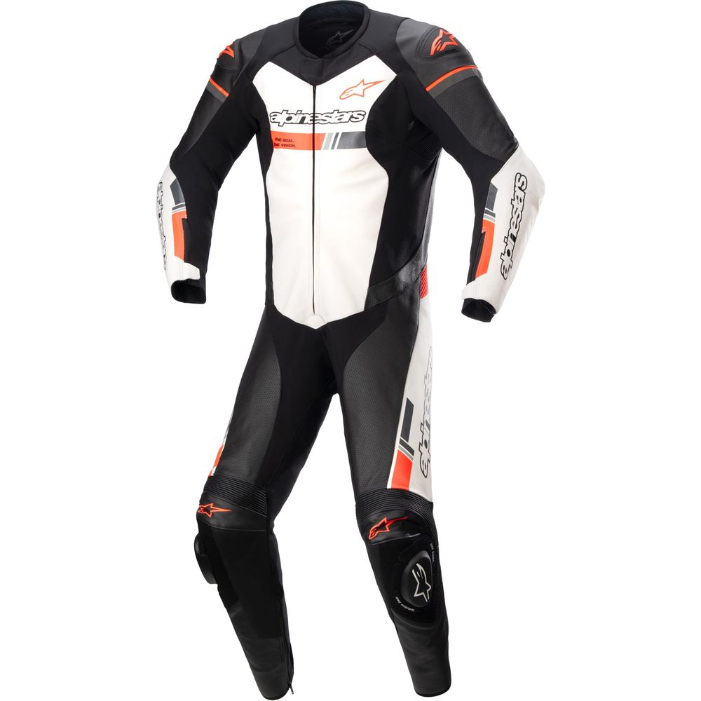 Alpinestars GP Force Chaser One Piece Leather Suit Black / White / Fluo Red