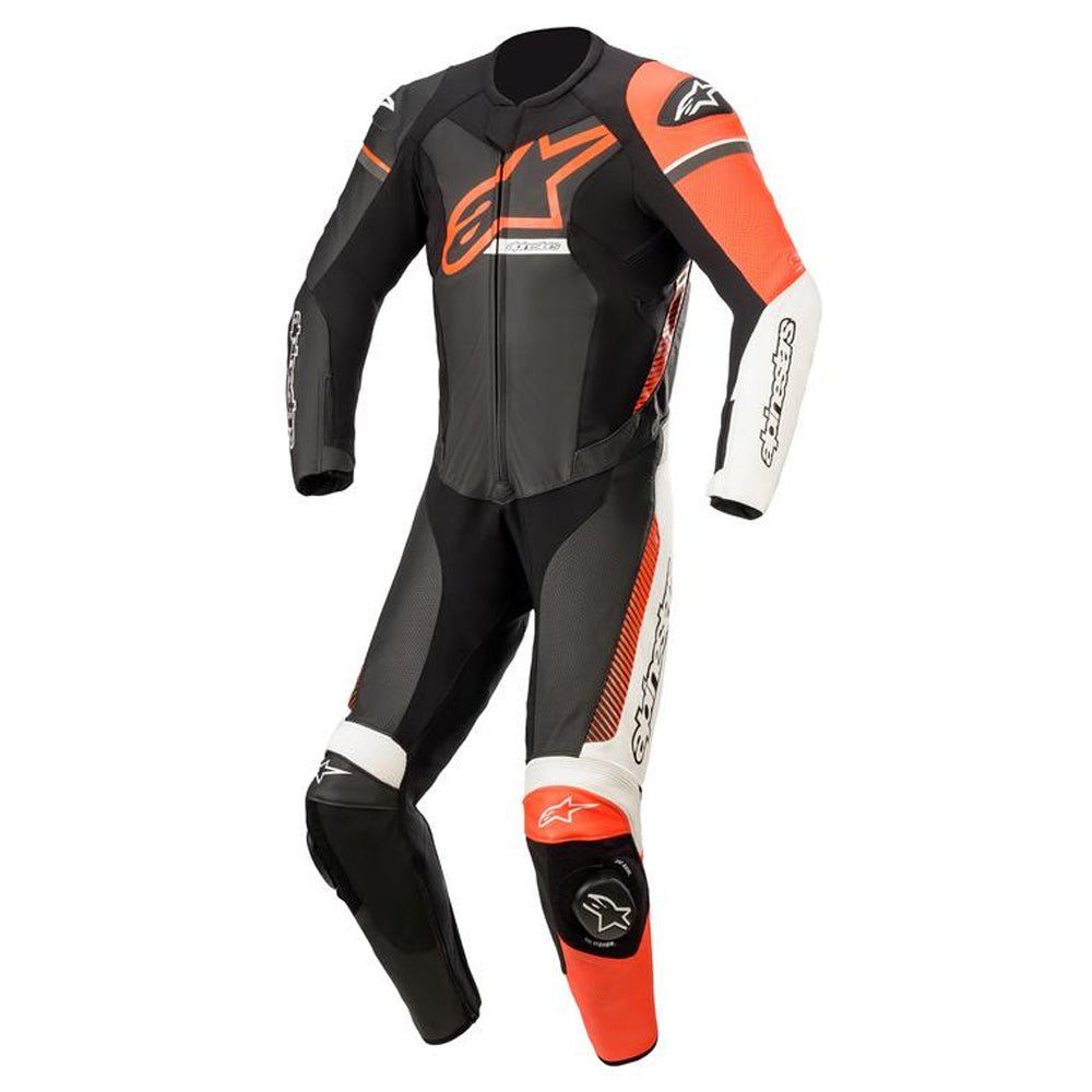 Alpinestars GP Force Phantom One Piece Leather Suit Black / White / Fluo Red