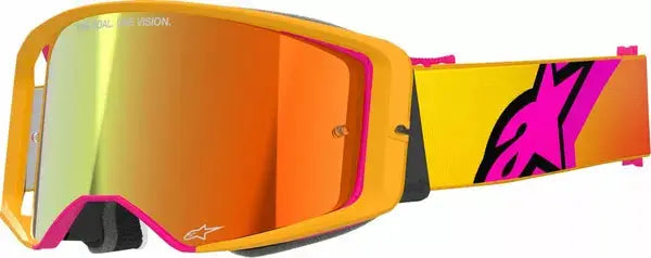 Alpinestars Supertech Corp Goggles Yellow / Pink / Mirror Red - FREE UK Shipping, FREE 365 Day Returns | Moto Central